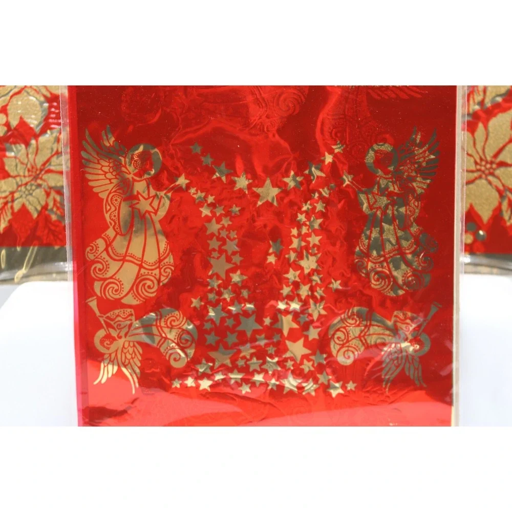 VTG Christmas Foil Iron On Angels Poinsettias 1993 Lot of 3 Touch of Gold NOS